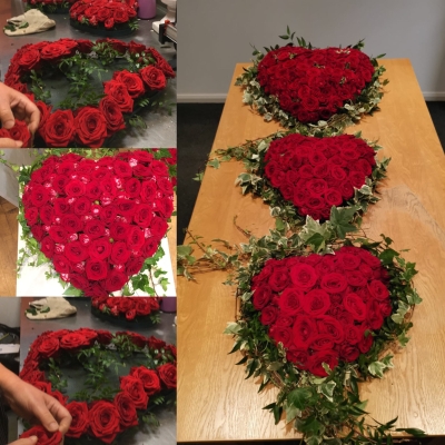 Red rose Heart casket Spray