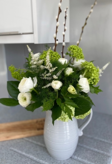 Jug with White Spring flowers