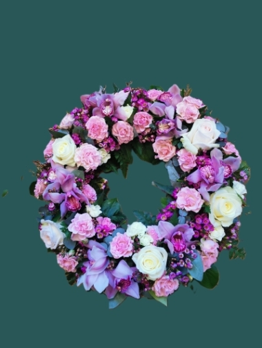 Pink and Lilac Orchid Wreath